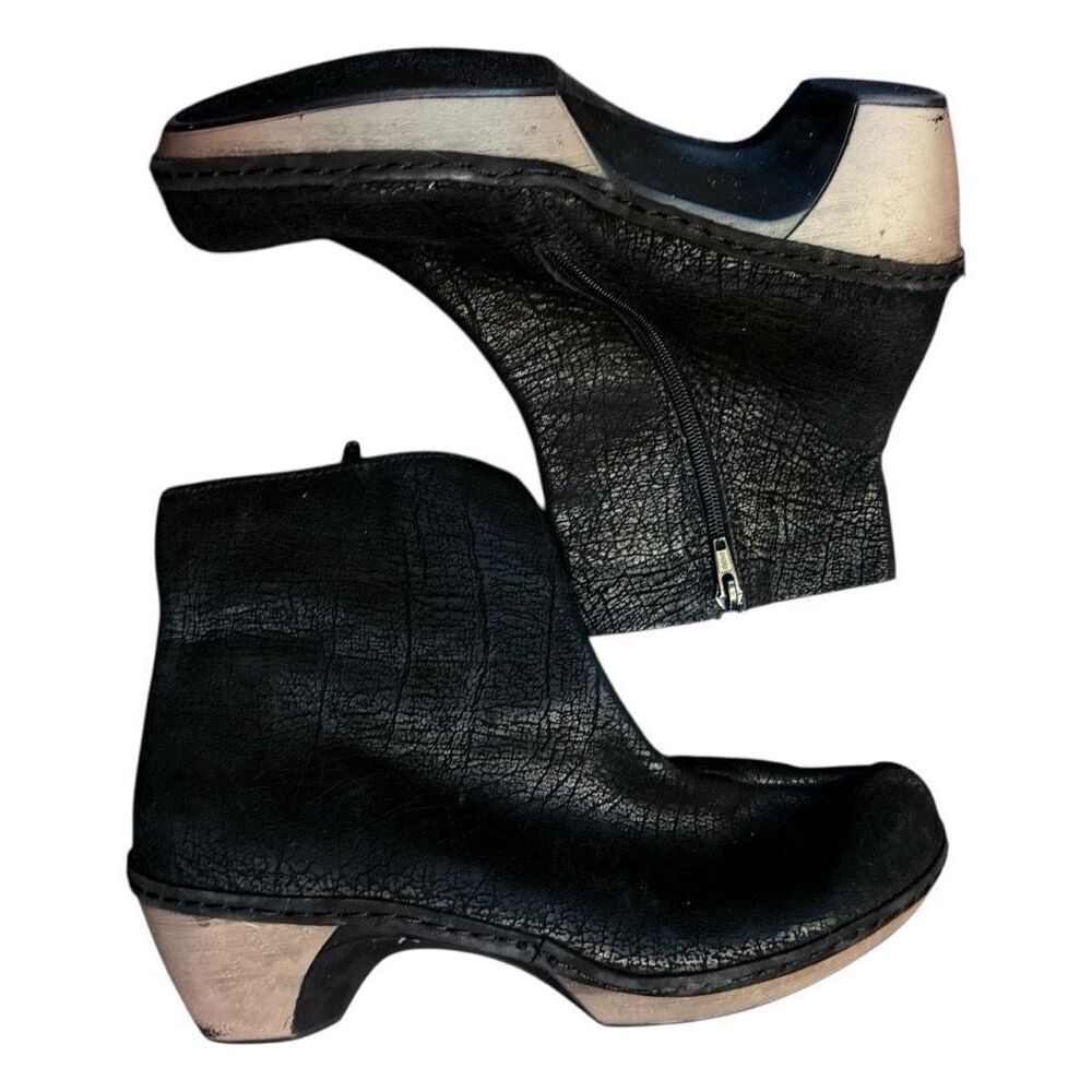 NAOT Boots NAOT Almeria Black Crackle Leather Ankle Boots Booties Shoes Size 7-7